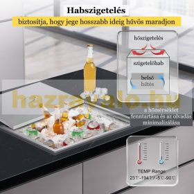   Inox jégtartó beépíthető 33 literes rozsdamentes acél jégvödör, fagyasztóláda italos, doboz borhűtő 