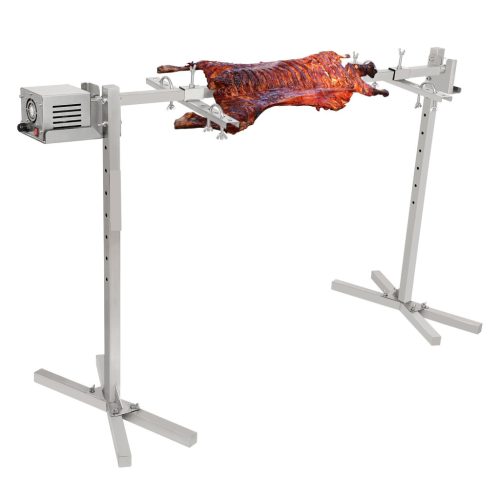 Pig roaster 117 cm stainless steel rotisserie 42W BBQ grill grill cart 8 height-adjustable grill skewers
