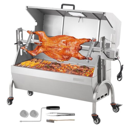 Electric pig roaster stainless steel rotisserie 52W 90 kg load capacity BBQ grill grill cart grill spit