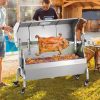 Elektromos malacsütő rozsdamentes acél forgónyárs 52W 90 kg teherbírás BBQ grill grillkocsi grillnyárs