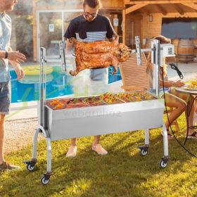   Malacsütő forgónyárs grill 52W 90 kg teherbírású rozsdamentes acél elektromos nyárs 