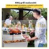 Malacsütő grill kerekekkel állítható magasságú nyárs rozsdamentes BBQ grill inox forgó nyárs