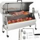 Malacsütő fedeles grill kerekekkel 126 cm elektromos nyárs rozsdamentes BBQ 50W-os motorral grill inox forgó nyárs