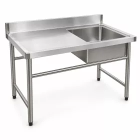 Inox ipari mosogató asztal 93x61x60 cm 1 mosogatómedencével nagykonyhai rozsdamentes bútor