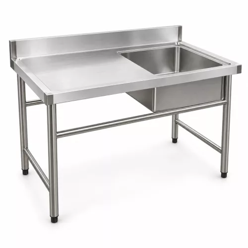 Inox ipari mosogató asztal 93x61x60 cm 1 mosogatómedencével nagykonyhai rozsdamentes bútor