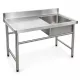 Inox ipari mosogató asztal 93x61x60 cm 1 mosogatómedencével nagykonyhai rozsdamentes bútor