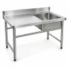 Inox ipari mosogató asztal 93x61x60 cm 1 mosogatómedencével nagykonyhai rozsdamentes bútor