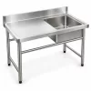 Inox ipari mosogató asztal 93x61x60 cm 1 mosogatómedencével nagykonyhai rozsdamentes bútor