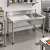 Inox ipari mosogató asztal 93x61x60 cm 1 mosogatómedencével nagykonyhai rozsdamentes bútor