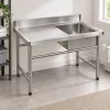 Inox ipari mosogató asztal 93x61x60 cm 1 mosogatómedencével nagykonyhai rozsdamentes bútor