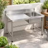 Inox ipari mosogató asztal 93x61x60 cm 1 mosogatómedencével nagykonyhai rozsdamentes bútor