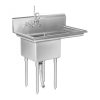 Inox industrial sink table 100x60x110 cm with 1 sink and drainer large kitchen stainless steel furniture