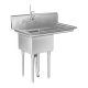 Inox industrial sink table 100x60x110 cm with 1 sink and drainer large kitchen stainless steel furniture