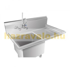 Inox ipari mosogató asztal 1 mosogatómedencével és csepegtetővel nagykonyhai rozsdamentes bútor