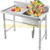 Inox ipari mosogató asztal munkafelülettel 100x60x91 cm 1 mosogatómedencével nagykonyhai rozsdamente