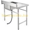 Inox industrial sink table with work surface 100x60x91 cm with 1 sink large kitchen stainless steel furniture