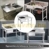Inox industrial sink table with work surface 100x61x95 cm with 1 sink large kitchen stainless steel furniture