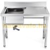 Inox industrial sink table with work surface 100x61x95 cm with 1 sink large kitchen stainless steel furniture