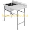 Inox industrial sink table with work surface 100x61x95 cm with 1 sink large kitchen stainless steel furniture