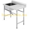 Inox ipari mosogató asztal munkafelülettel 100x61x95 cm 1 mosogatómedencével nagykonyhai rozsdamente