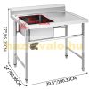 Inox industrial sink table with work surface 100x61x95 cm with 1 sink large kitchen stainless steel furniture