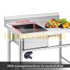 Inox industrial sink table with work surface 100x61x95 cm with 1 sink large kitchen stainless steel furniture