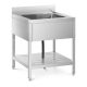 Inox industrial sink table 70x70x95 cm with 1 basin, stainless steel large kitchen stainless furniture