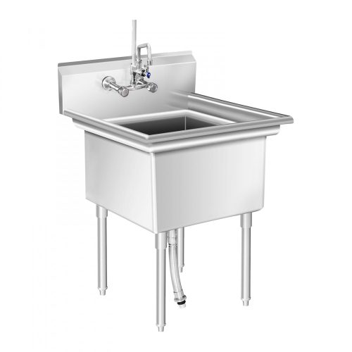 Inox ipari mosogató asztal 1 mosogatómedencével 75x75x111 cm nagykonyhai rozsdamentes bútor