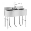 Inox industrial sink table 100x50x97 cm with 3 basins large kitchen stainless furniture