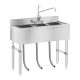 Inox industrial sink table 100x50x97 cm with 3 basins large kitchen stainless furniture