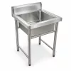 Inox ipari mosogató asztal 93x61x60 cm 1 mosogatómedencével nagykonyhai rozsdamentes bútor