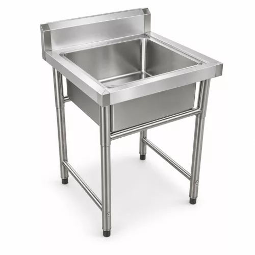 Inox ipari mosogató asztal 93x61x60 cm 1 mosogatómedencével nagykonyhai rozsdamentes bútor
