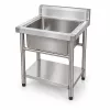 Inox ipari mosogató asztal 93x61x60 cm 1 mosogatómedencével nagykonyhai rozsdamentes bútor