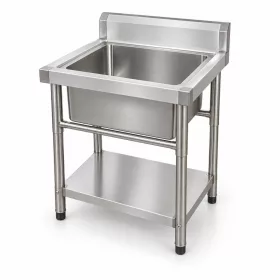 Inox ipari mosogató asztal 93x61x60 cm 1 mosogatómedencével nagykonyhai rozsdamentes bútor
