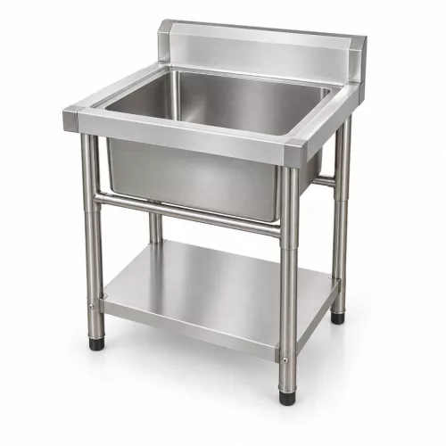 Inox ipari mosogató asztal 93x61x60 cm 1 mosogatómedencével nagykonyhai rozsdamentes bútor