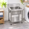 Inox ipari mosogató asztal 93x61x60 cm 1 mosogatómedencével nagykonyhai rozsdamentes bútor