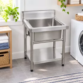 Inox ipari mosogató asztal 93x61x60 cm 1 mosogatómedencével nagykonyhai rozsdamentes bútor