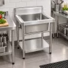 Inox ipari mosogató asztal 93x61x60 cm 1 mosogatómedencével nagykonyhai rozsdamentes bútor