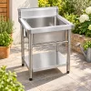 Inox ipari mosogató asztal 93x61x60 cm 1 mosogatómedencével nagykonyhai rozsdamentes bútor