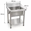 Inox ipari mosogató asztal 93x61x60 cm 1 mosogatómedencével nagykonyhai rozsdamentes bútor