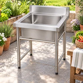 Inox ipari mosogató asztal 93x61x60 cm 1 mosogatómedencével nagykonyhai rozsdamentes bútor