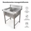 Inox ipari mosogató asztal 93x61x60 cm 1 mosogatómedencével nagykonyhai rozsdamentes bútor