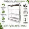 Inox polc 120x50x155 rozsdamentes kohyhai tároló saválló anyagból négyszintes
