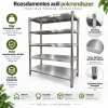 Inox polc 120x50x155 rozsdamentes kohyhai tároló saválló anyagból négyszintes