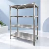 Inox polc 120x50x155 rozsdamentes kohyhai tároló saválló anyagból négyszintes