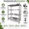 Inox polc 120x50x155 rozsdamentes kohyhai tároló saválló anyagból négyszintes