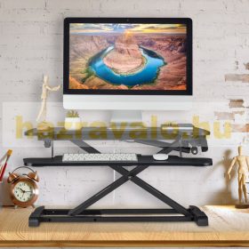   Íróasztal platform 72x59 cm íróasztalra rögzíthető állvány álló- és ülőmunkához fekete monitor- és billentyűzet polc