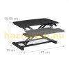 Desk platform 72x59 cm desk-mounted stand for standing and sitting work black monitor and keyboard shelf