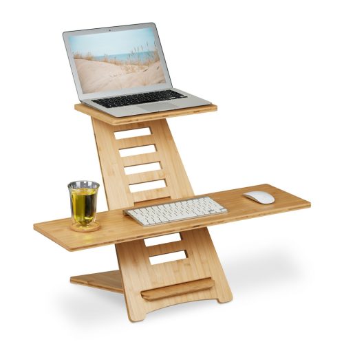 Desk platform 77.5x80x57 cm bamboo desk stand laptop stand for standing work