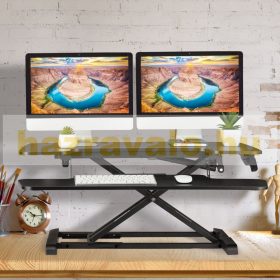   Íróasztal platform 88x59 cm íróasztalra rögzíthető állvány álló- és ülőmunkához fekete monitor- és billentyűzet polc